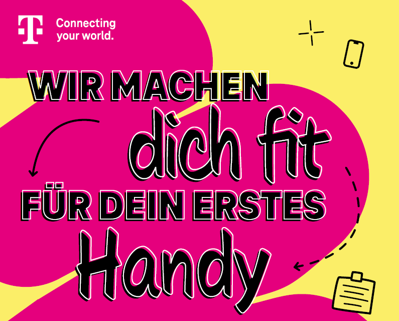 Bild mit Text "Wir machen Dich fit für dein erstes Handy"